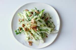 Crisp Apple and Fennel Salad with Mint and Almonds OCT2017 SQ CC 650x428