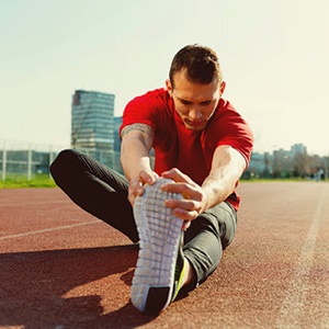 athlete stretching square