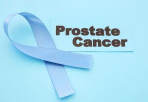 blue ribbon and word prostate cancer