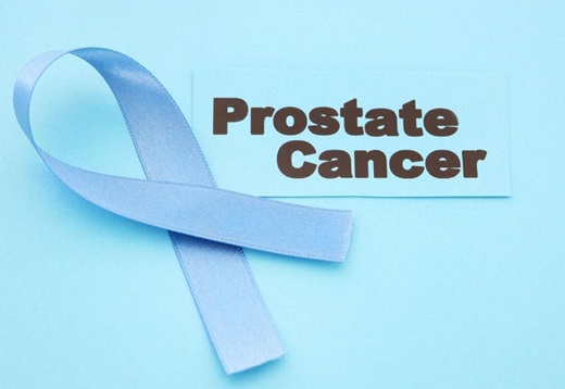 blue ribbon and word prostate cancer